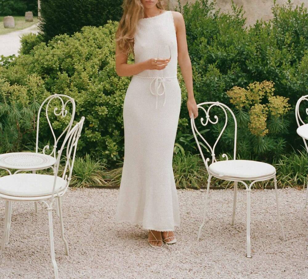 NEW PEONY pointelle forever midi dress in seashell